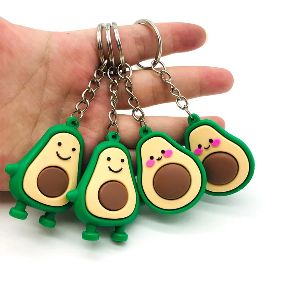 

Fashion Simulation Fruit 3D Soft Resin Avocado Bear Key Chains Cute Girls Bag Key Ring for Women Jewelry Gift