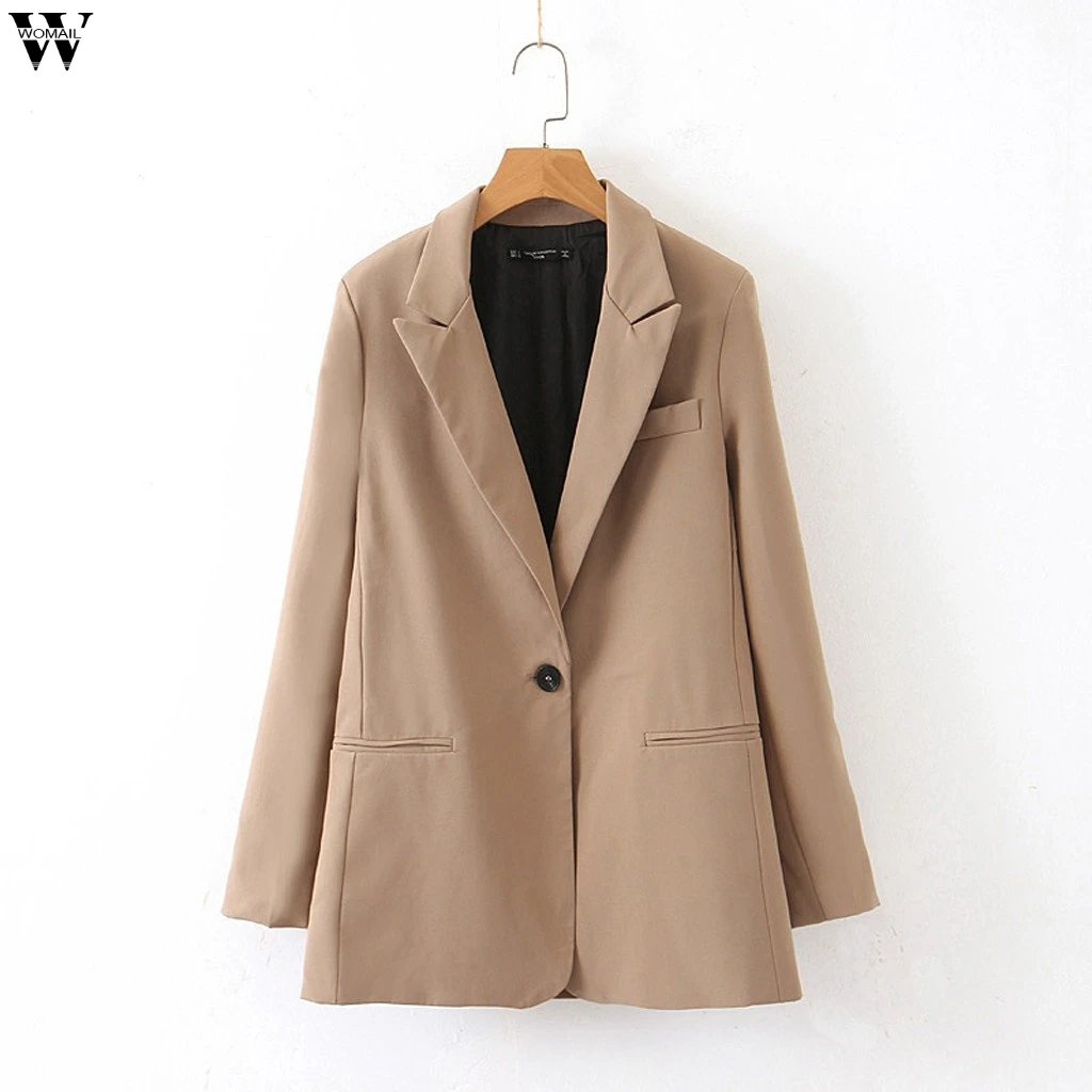 Женское элегантное Коричневое Пальто с V образным вырезом и карманами офисная