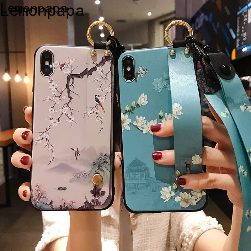 

Vintage Strap Wristband Phone Case for Samsung s10 pro s20 ultra for galaxy note 9 10 pro a60 a71 a81 a91phone back cover