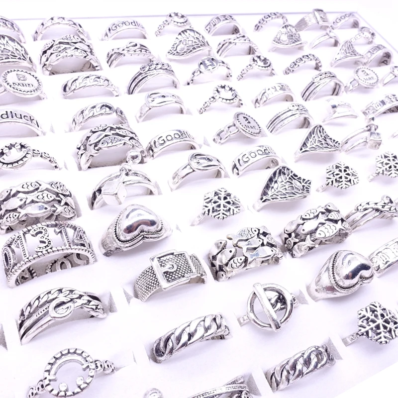 

MixMax Wholesale 50pcs/Lot Womens Silver Plated Mix Styles Cute Lovely Finger Joint Rings Fashion Jewelry Party Favor Gifts