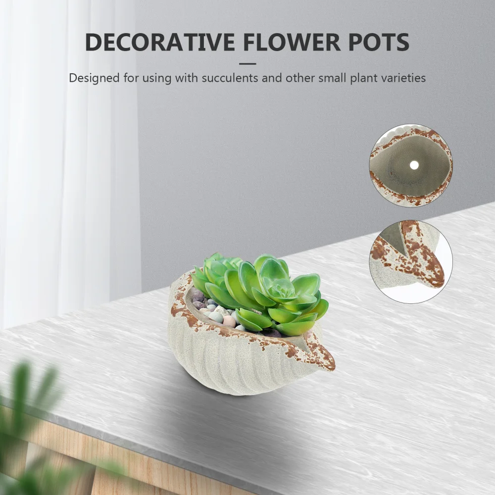 

3pcs Creative Conch-shaped Flower Succulent Planter Bonsai Container Decoration