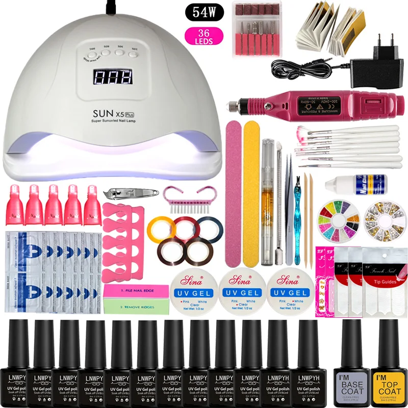 12 шт. набор гель лака для ногтей Набор УФ светодиодный светильник Сушилка с