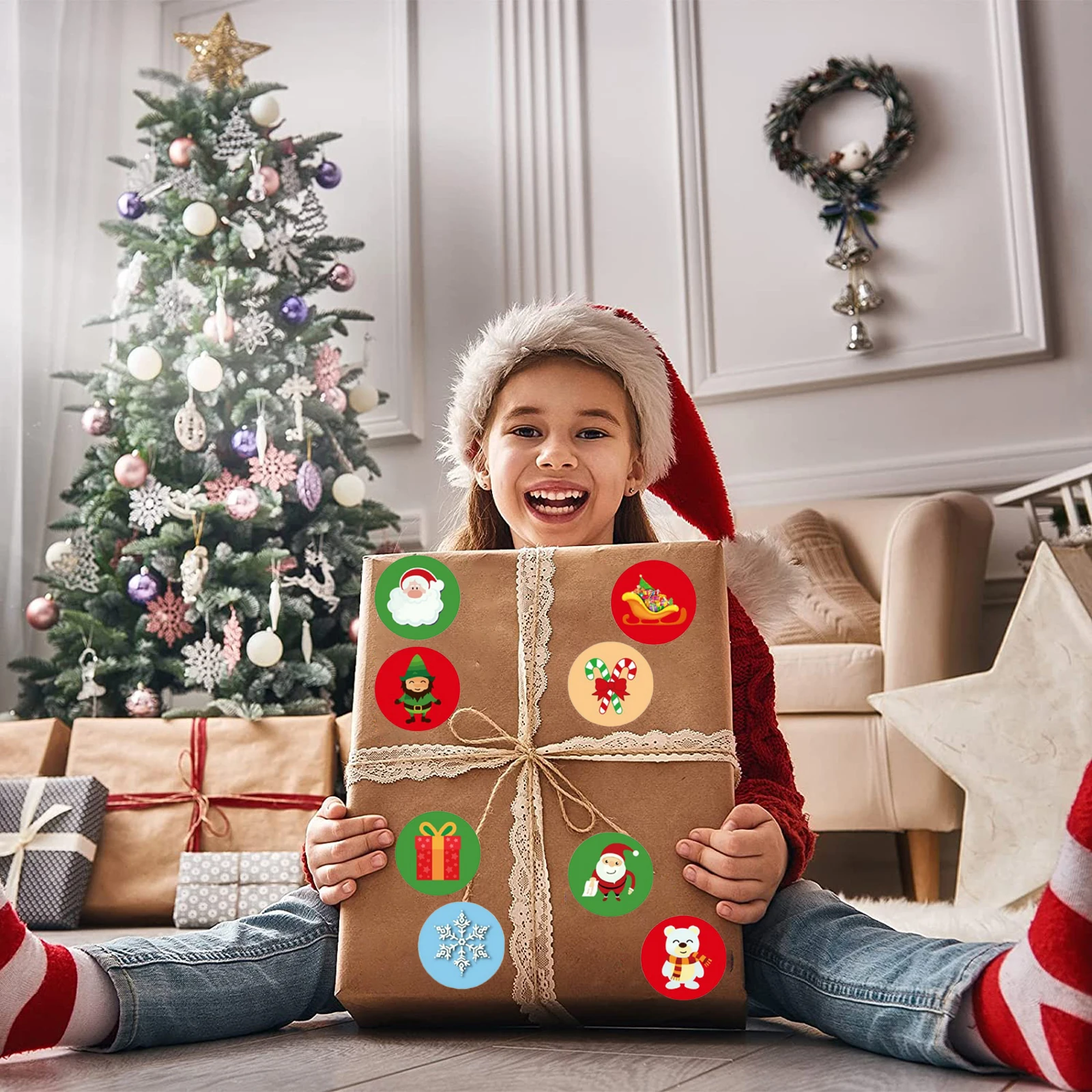 

Christmas Wall Sticker, Mini Cartoon Patterns Print Decals Decorative Paper for Wall Window Door