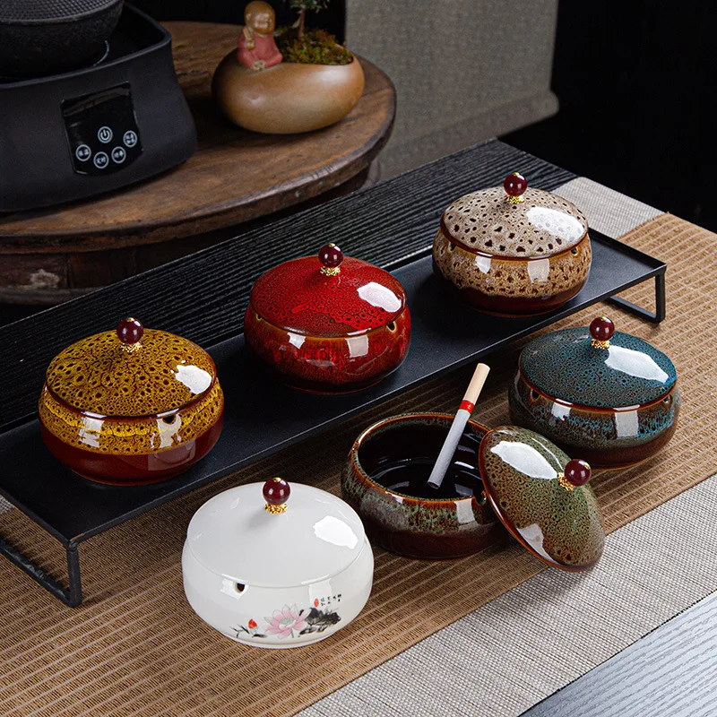 Пепельница из цветной глазурованной керамики пепельница меняющая глазурованную