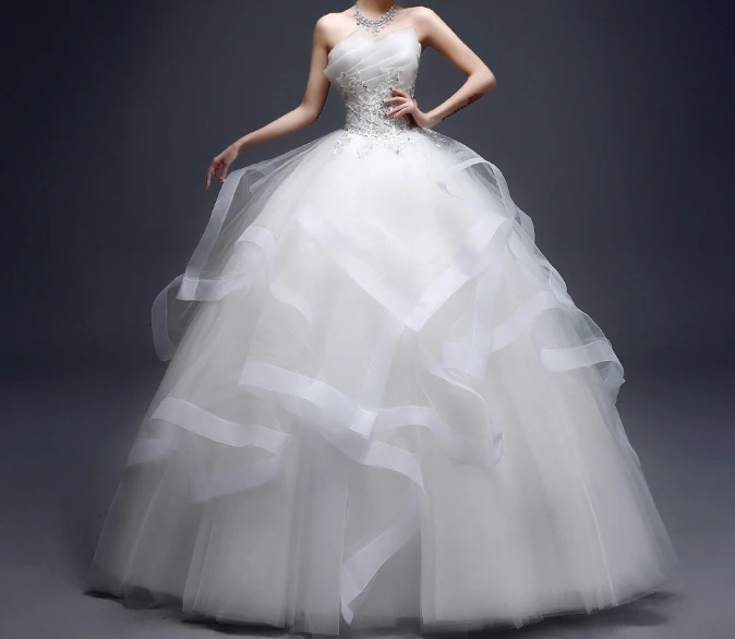 Pretty Women Princess Dress Wedding Gown Fashion Classic  Appliques Vintage White Pearls Wedding Dresses Delicate Bridal Gown