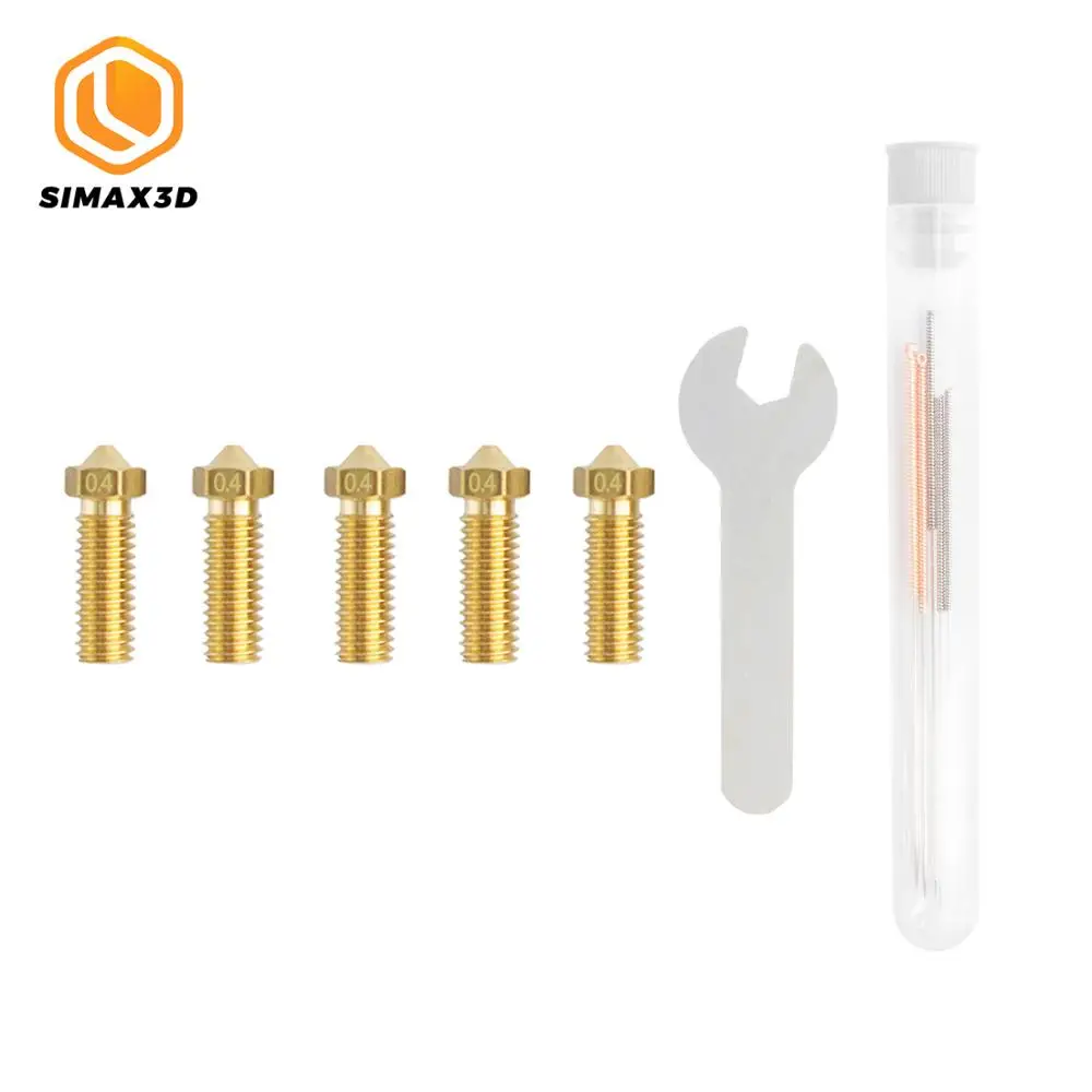 

5pcs E3D Extended Brass Nozzles Extruder Head Hotend with 5pcs Cleaning Needles + 1pc Spanner for Creality CR10 Makerbot Anet A8