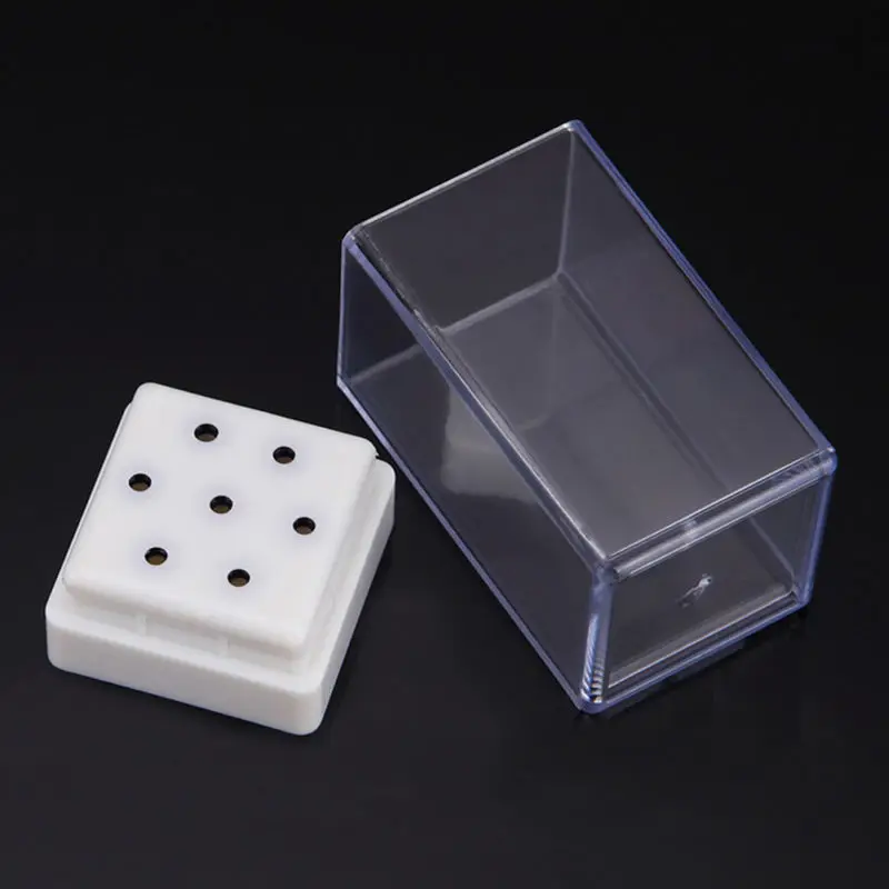 7 отверстий Держатель для сверл ногтей подставка с крышкой чехол хранения