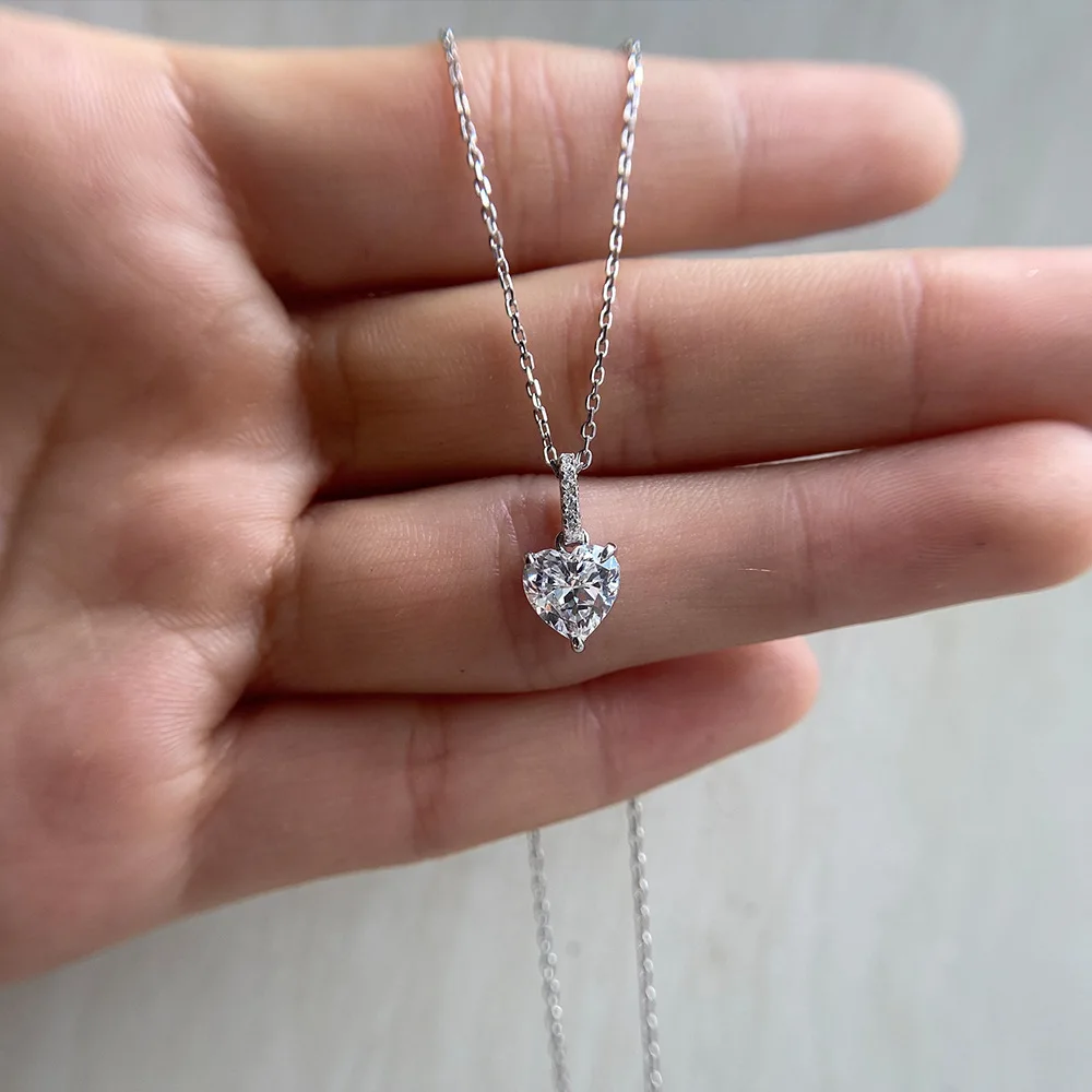 

Luomansi S925 sterling silver 7*7 Love High Carbon Diamond Pendant Necklace Woman Fine Jewelry Birthday Gift Party
