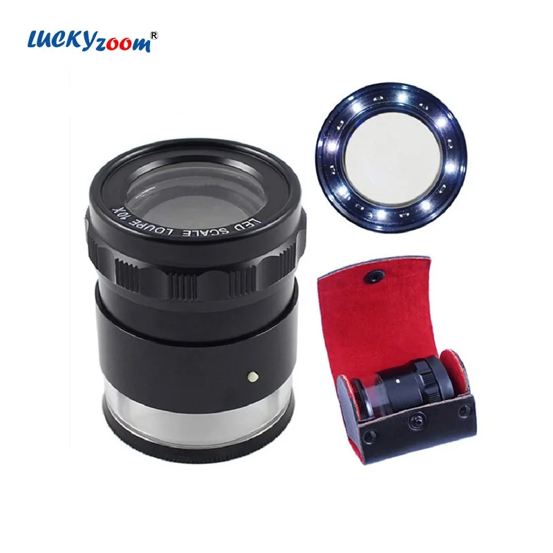 8 светодиодный увеличительное стекло с подсветкой 10X сетка масштаб