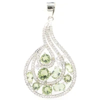 48x26mm shecrown beautiful green amethyst purple spinel white cz womans gift silver pendant daily wear