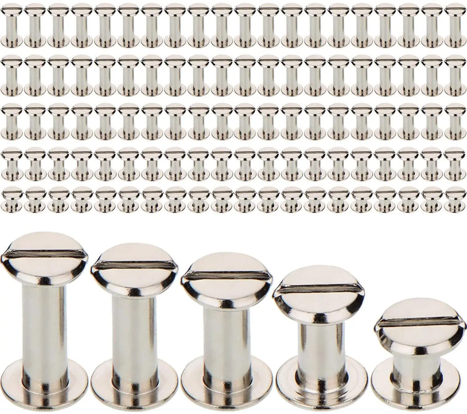 100 шт. серебряные винты Chicago металлические гвозди заклепка Кнопка кожаное ремесло