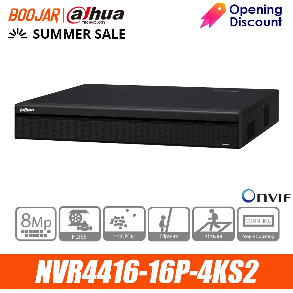 Сетевой видеорегистратор Dahua NVR 16ch NVR4416 16P 4KS2 16 портов POE 4K до 8MP с высоким