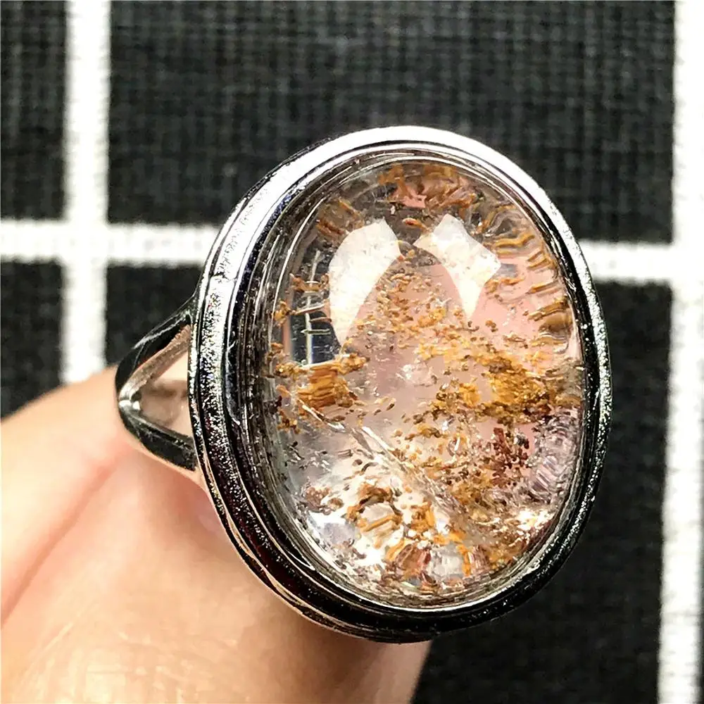 Кольцо женское/Мужское кварцевое с кристаллами 20 х16 мм | Кольца