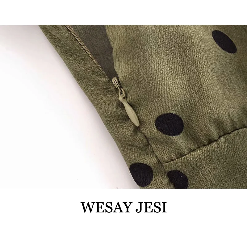 

WESAY JESI Summer Dress 2021 Women V Neck Chic Black Polka Dot Backless Straps Long Skirt Side Zipper Fashion Ladies Dresses