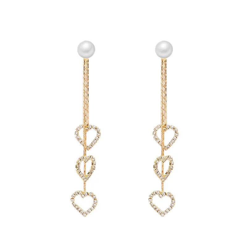 Жемчужные темпераментные Длинные Полые Любовь алмазные серьги | Украшения и