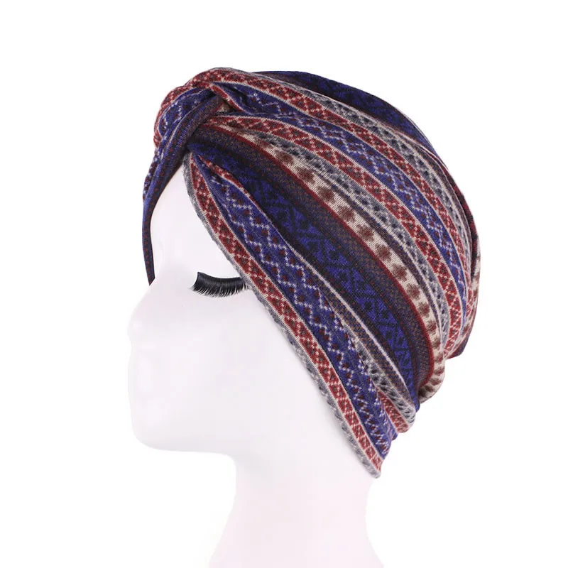 

printed Stretch Turban Ruffle Hair Hats Beanie Bandanas Scarf Head Wrap Headwear for Women 19