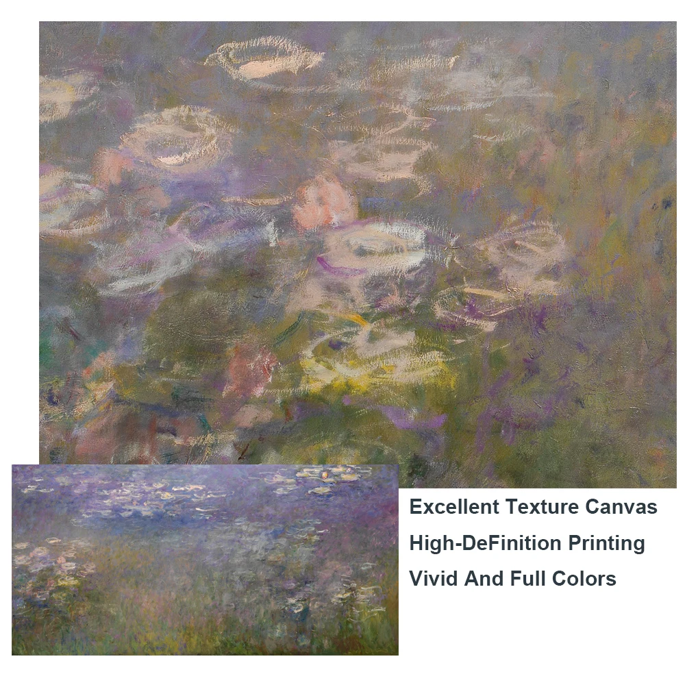 Большой Monet ВОДНЫЕ ЛИЛИИ Масляные картины печать на холсте художественные