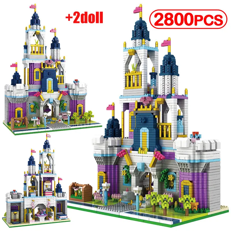 

2800PCS Friends Castle Garden Bricks Princess Fairy Tale Castle 3D Model DIY Diamond Mini Building Blocks Toys for Children Girl