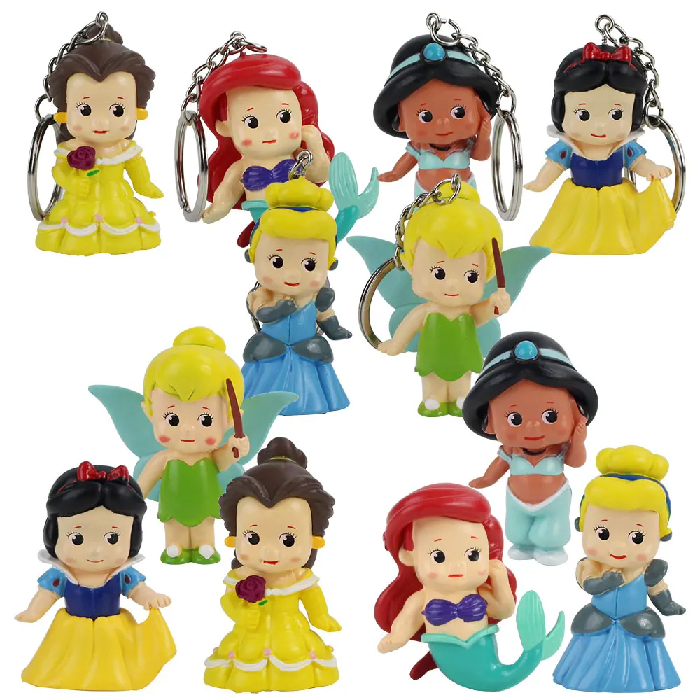 5-6 см 6 шт./лот фигурки принцессы Белоснежка Золушка Жасмин Tinkerbell Ariel Русалка белые