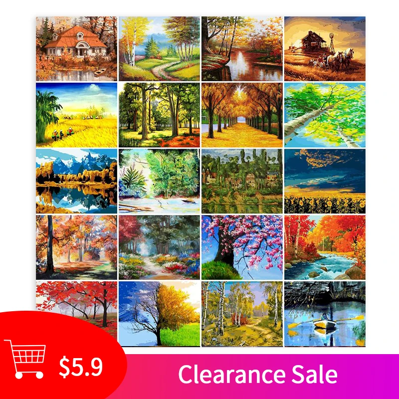 

GATYZTORY Frameless painting by numbers Nature Landscape On Canvas pictures by numbers Home Decoration DIY For Unique Gift