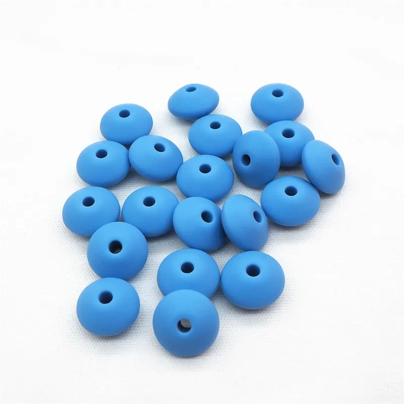 Powder Blue Chenkai 50 шт. силиконовые бусины в форме чечевицы DIY Baby Abacus подвеска-прорезыватель успокаивающие украшения изготовление аксессуаров бусины 12x7 мм BPA бесплатно - Цвет: Powder Blue