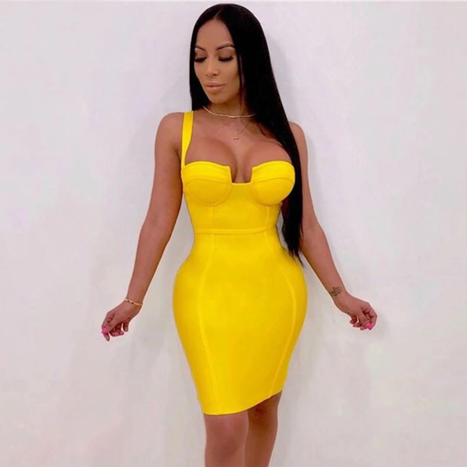 Женское облегающее платье Amily.c небесно-голубое желтое розовое красное на тонких