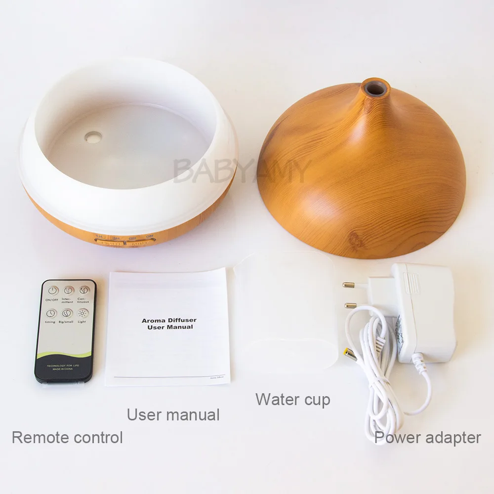 

550ml Silent Air Humidifier Essential Oil Diffuser Aromatherapy Electric Ultrasonic cool Mist Maker for Home Remote Control