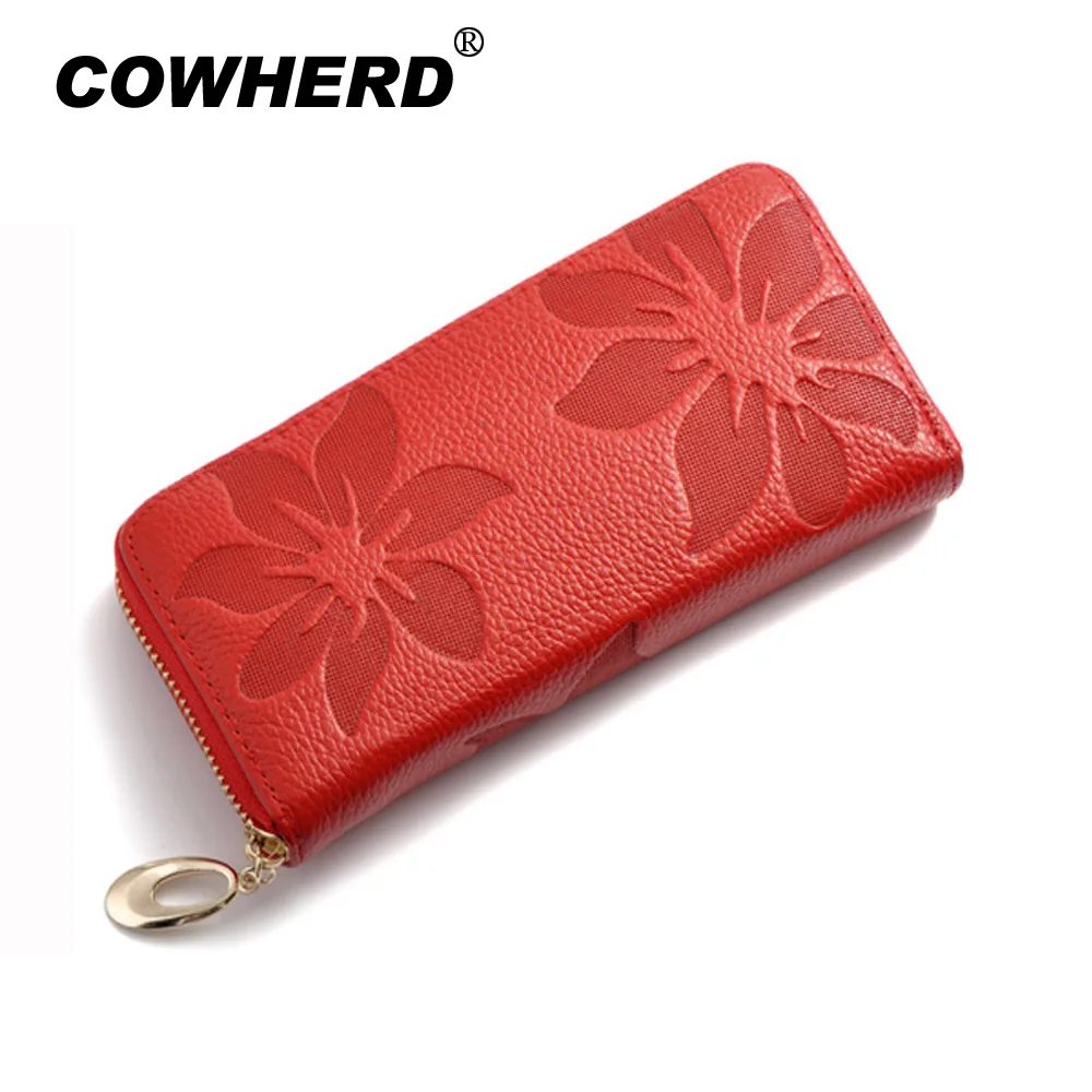 100% натуральные кошельки из коровьей кожи женская сумка с тиснением и цветочным