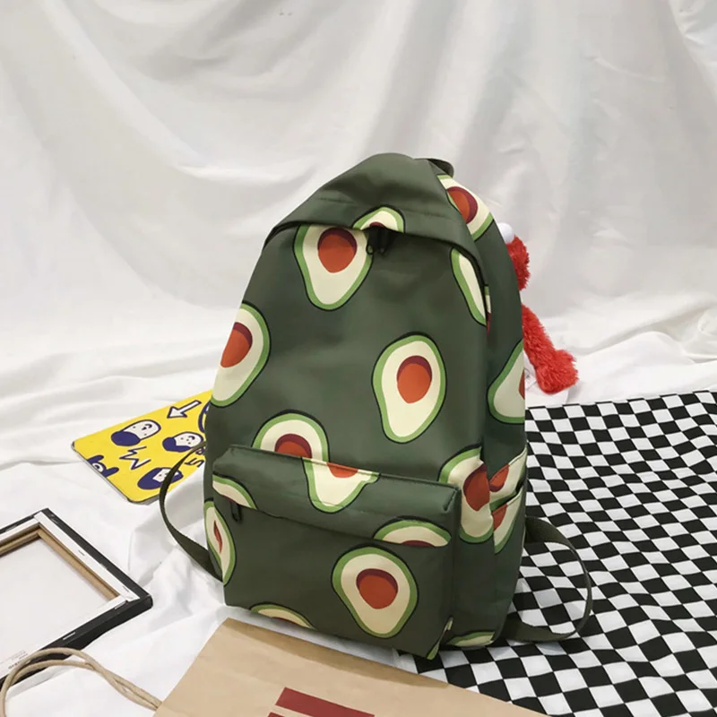 Милый рюкзак модный нейлоновый с фруктовым принтом Женский Большой Школьный для