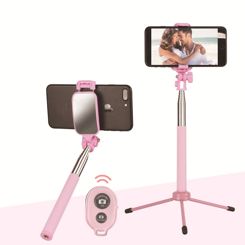 

2020 Foldable Tripod Selfie Stick Bluetooth Handsfree Table Holder for Redmi/Samsung Selfie Stick with Rear Mirror Phone Holders