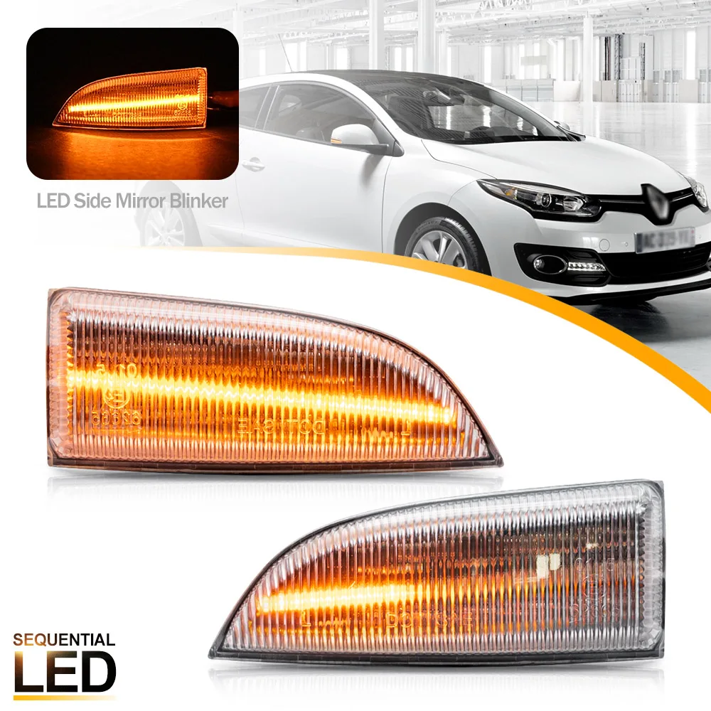 

2X Led Side Mirror Blinker Indicator Lamps Turn Signal Lights For Renault Megane III Laguna Grand Scenic Fluence Latitude 10-15