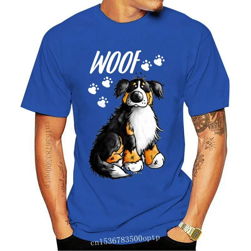 Новинка забавная Милая футболка Woof с изображением Бернского Гора и собаки милая