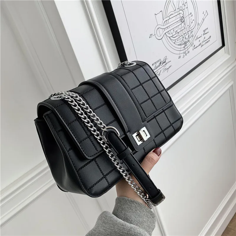 

Lattice Square Crossbody Bag 2020 Fashion New High Quality PU Leather Women's Designer Handbag Lock Chain Shoulder Messenger Bag