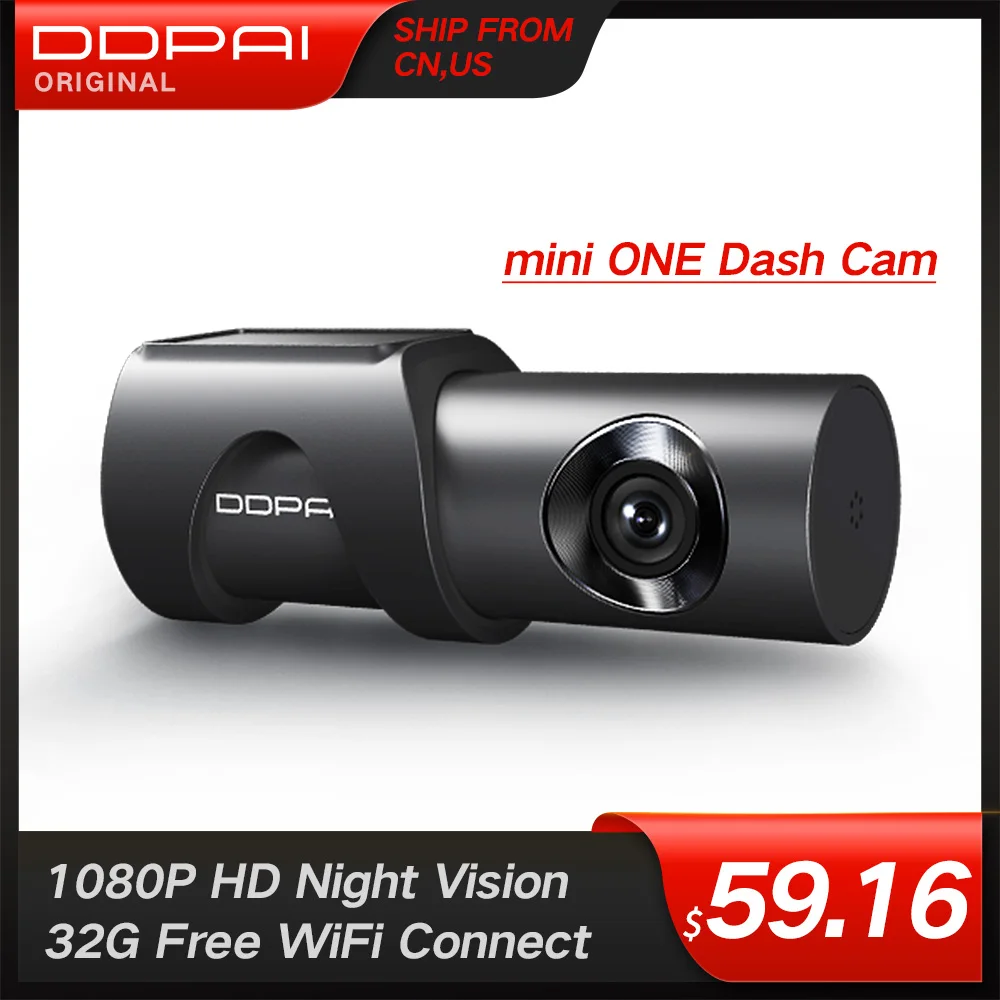 DDPai WiFi Автомобильный видеорегистратор Minione HD ночного видения 1080P Dash Cam F1.8 sony IMX307 nightwis 32GB Автомобильный видеорегистратор