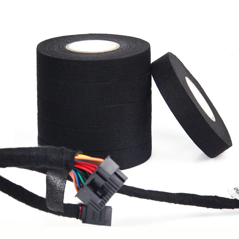 

Heat-Resistant Adhesive Cloth Fabric Tape For Car Auto Cable Harness Wiring Loom Protection Retardant Tape Length 15M