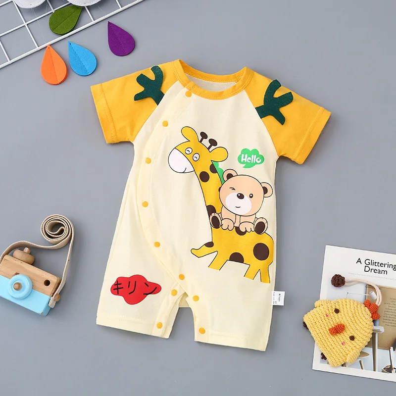 

Baby One-piece Romper Newborn Baby Full Moon Cartoon Pure Cotton Cute Kids Children Clothes 2 Pieces 1 Lot XB17