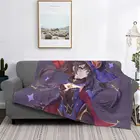 Ударное одеяло Mona-Genshin, плюшевое толстое ультратонкое Фланелевое флисовое покрывало для постельного белья, бархатное покрывало для кровати, искусство