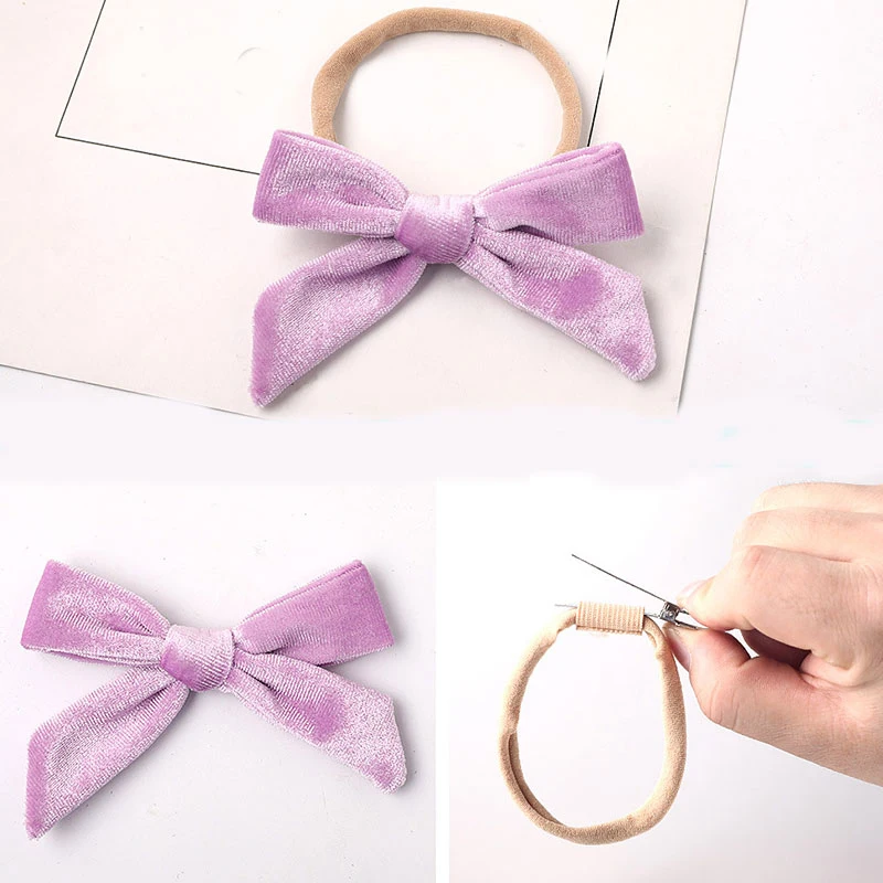 

Baby Girls Detachable Hairpins velvet scrunchiesSoft Bowknot Headband Hairgrips Toddlers Hair Band Bands Clip hair Accessories