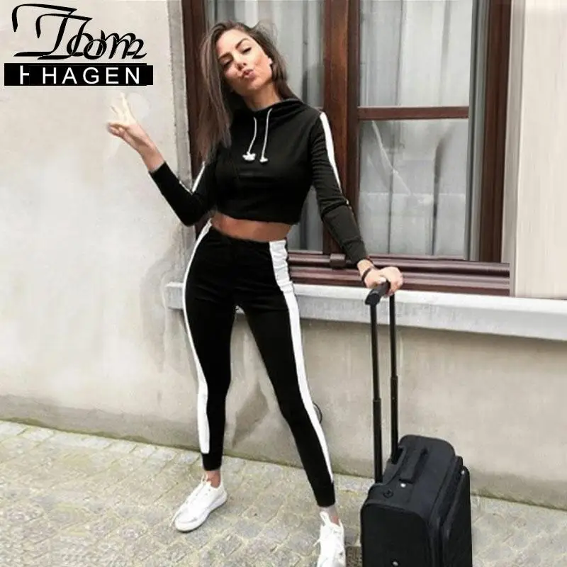 Женский спортивный костюм-двойка комплект из 2 предметов на осень 2020 спортивные