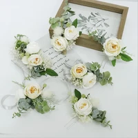 white artificial bridal flowers comb grooms boutonnieres corsage wedding guest pins bracelet demoiselle d honneur mariage