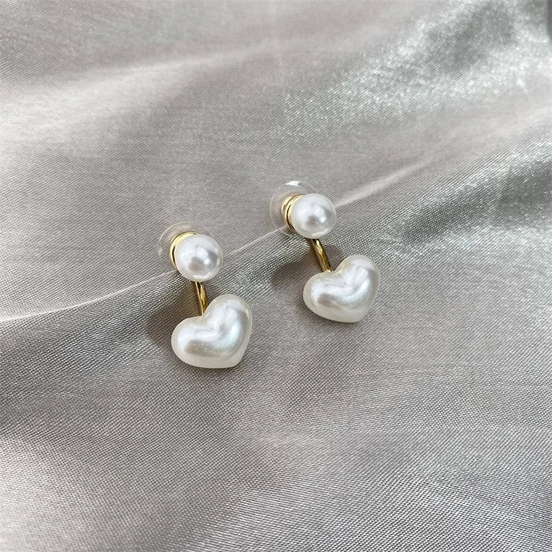 

EN 2021 New Fashion Contracted Heart Pearl Fine Earrings Joker Sweet Elegant Temperament Women Drop Earrings