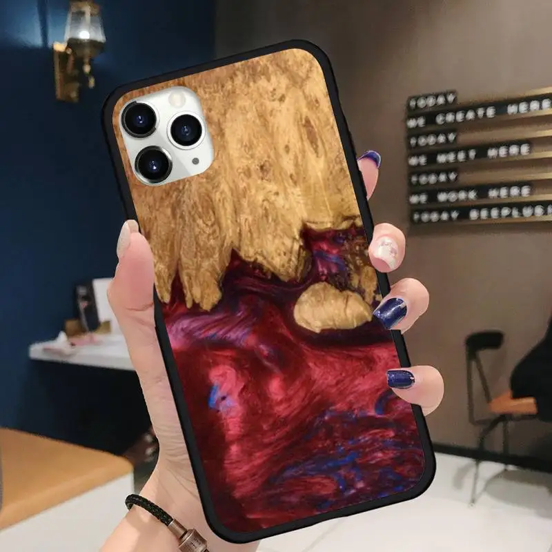 

Traveler Protective Wood Resin art Phone Case for iPhone 11 12 pro XS MAX 8 7 6 6S Plus X 5S SE 2020 XR Soft silicone