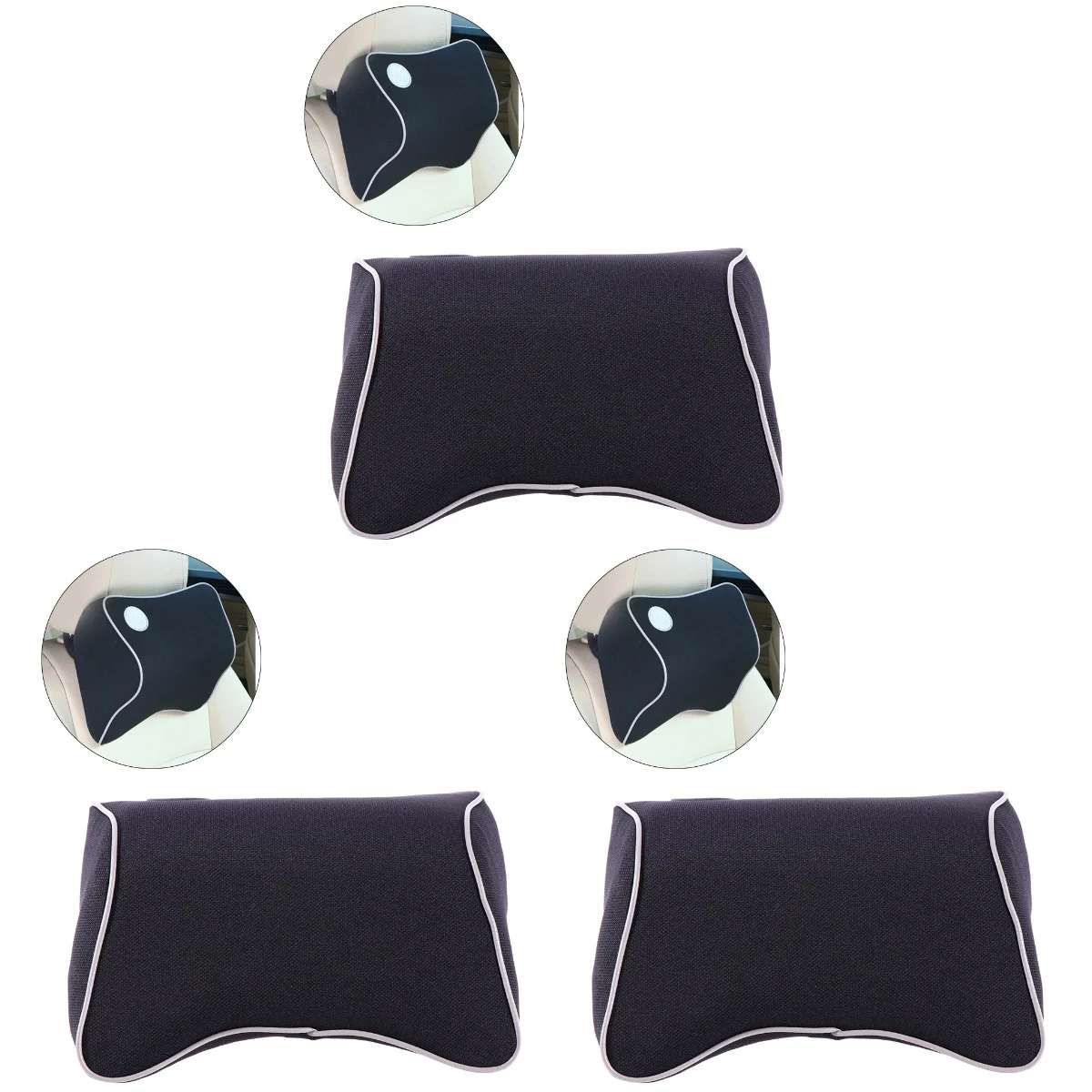 

3 шт. Автомобильная подушка для шеи с эффектом памяти, подушка для поддержки шеи, Автомобильная подушка для подголовника (черная)