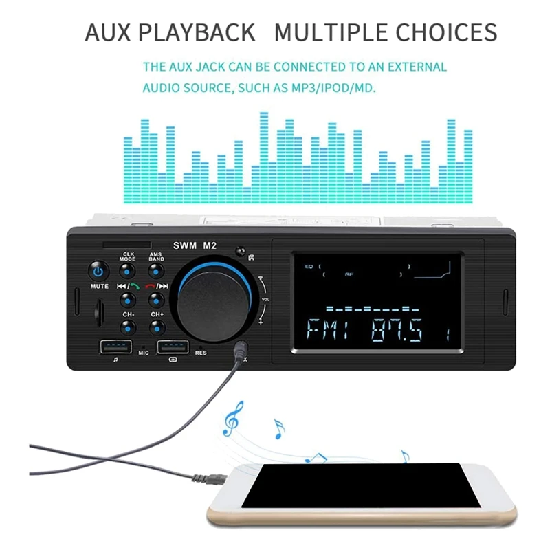 Автомобильный радиоприемник SWM M2 автомобильный стерео mp3-плеер FM-радио Bluetooth USB TF