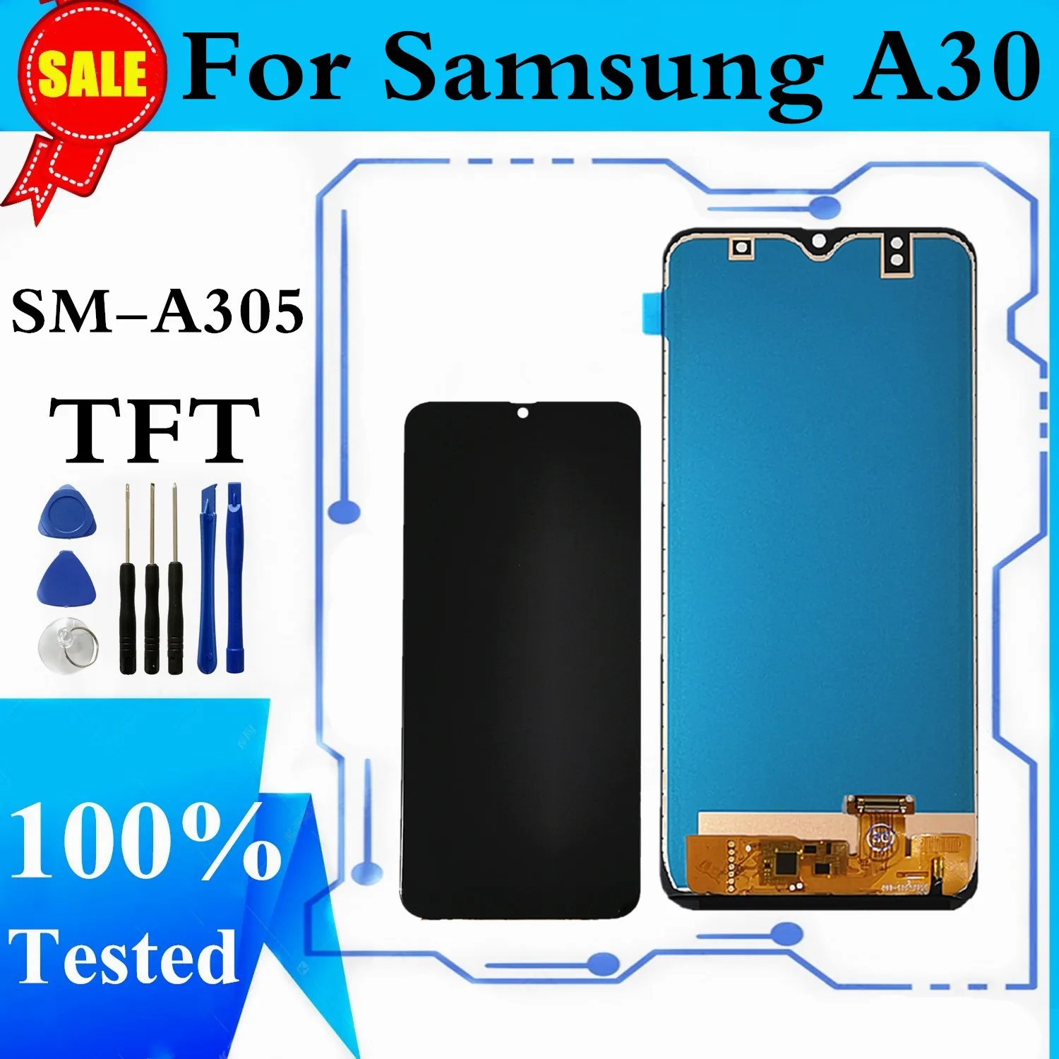 ЖК-дисплей для Samsung Galaxy A30 A305 с сенсорным дигитайзером в сборе зеркальный дисплей