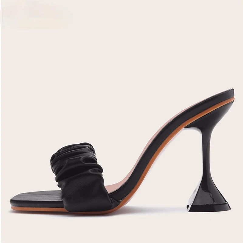 

2021 New Fashion Strange Style Women Slippers Square Open Toe Slippers Slip On Slides Summers Beach Shoes Black Whtie
