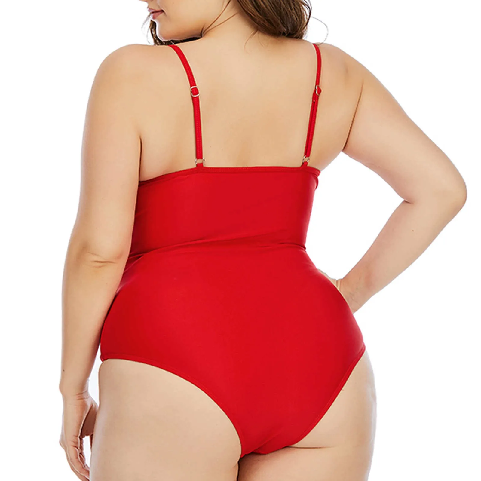 

Women's Casual Plaid Splicing Halter One-piece To Determine Plus Size Swimwear Ladies plaid stitching sling swimsuit