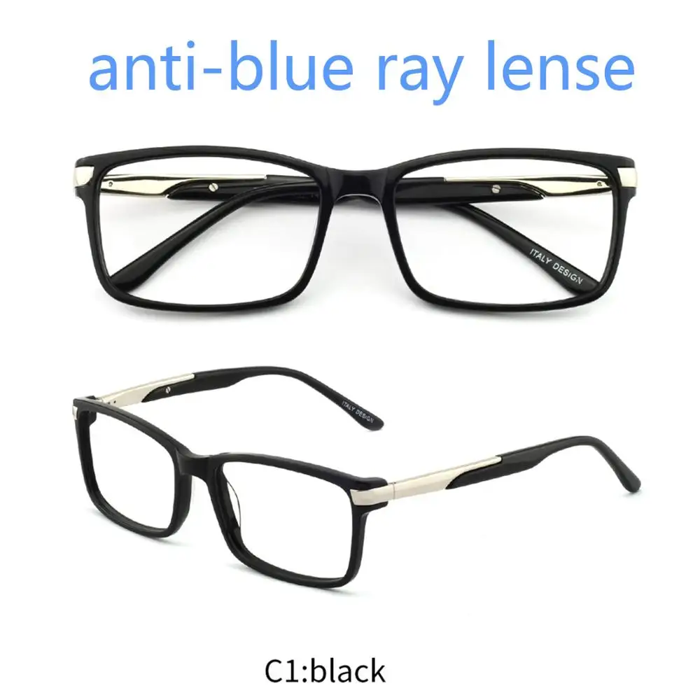 C1 anti blue OCCI CHIARI, оправы для очков, оптические очки, очки Gafas, прямоугольные мужские черные оправы для очков по рецепту, прозрачные линзы, W-CAPATI - Цвет оправы: C1 anti blue