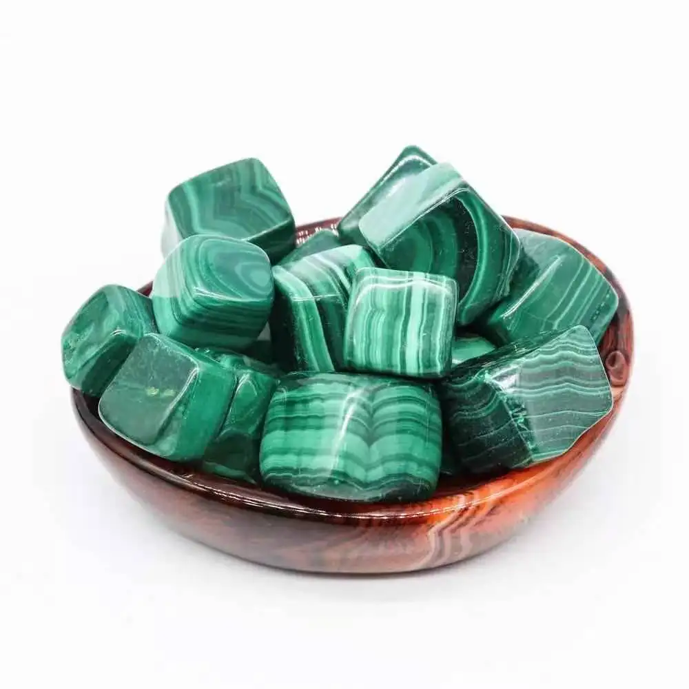 

100g Reiki Healing Nature Stripe Malachite Mini Cub Tumbles Stone 17mm-22mm For Great Wedding Gift