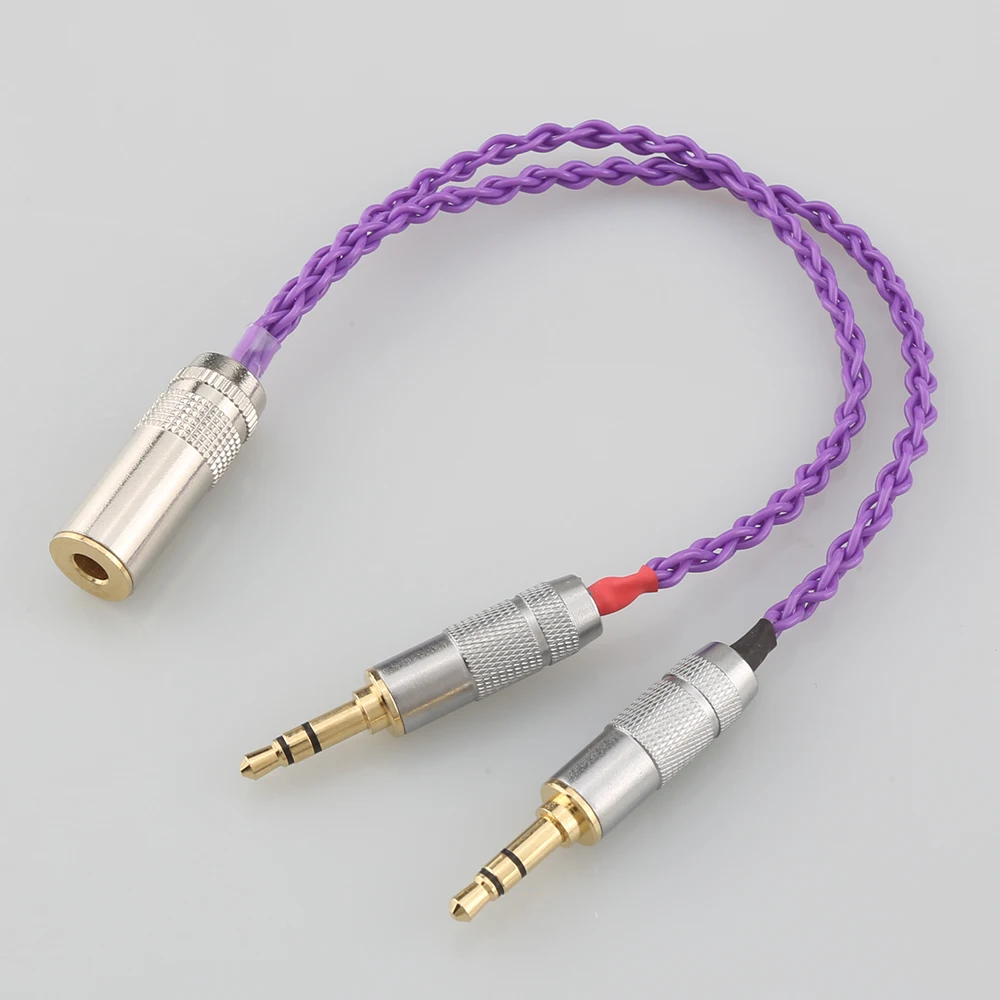 

New HiFi 10cm Single Crystal Copper Silver Plated 2x3.5mm Male to 4.4mm Balanced Female Adapter Cable for chord mojo Player